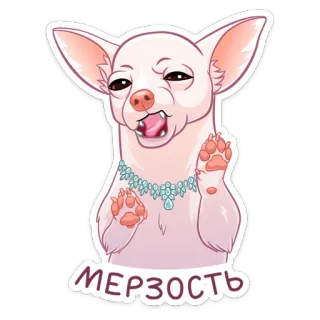 🥴 МЕРЗОСТЬ cachorro, chihuahua, adesivo, russo, animal, fofo, colar, joia whatsapp sticker
