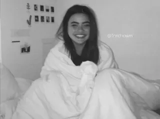 🗞 Trinnchawm person, woman, smiling, bedroom, bed, indoors telegram sticker