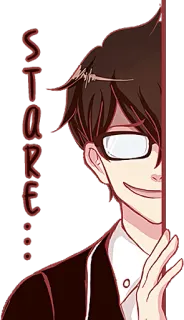 😏 STARE... Anime, Cartone animato, Fissare, Inquietante, Maschio, Occhiali telegram sticker