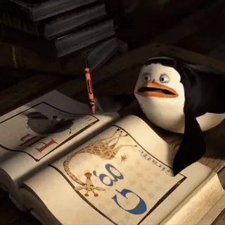😔 Skipper Madagascar penguin, alphabet, education, reading, animation whatsapp sticker