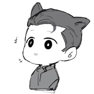 😄 sticker, chibi, cartoon, illustration, grey telegram sticker