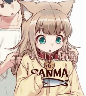 🧡 SANMA Anime, Catgirl, Manga, Słodkie, Obroża, Sanma, Ryba telegram sticker