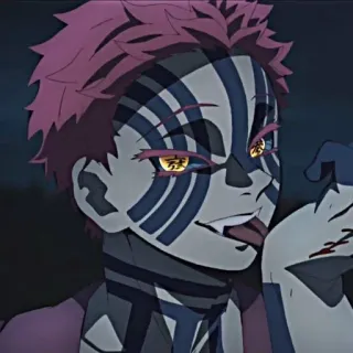✊ Akaza Demon Slayer อนิเมะ, ปีศาจ, ตัวละคร, อาคาสะ, ดาบพิฆาตอสูร, เลือด telegram sticker