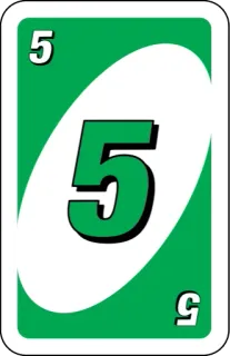 💚 5 number, card game, green, uno whatsapp sticker