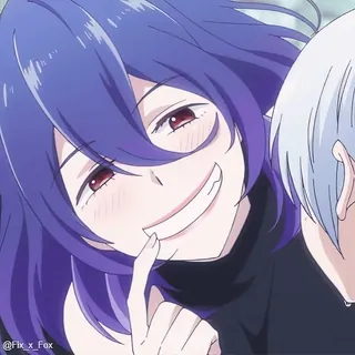 😁 アニメ, 笑顔, 紫色の髪, 漫画, 笑顔 whatsapp sticker