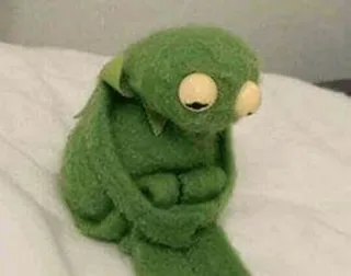 😔 Kermit the Frog Kermit, frog, sad, puppet, green, muppets, meme telegram sticker