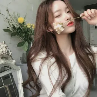 🫐 woman, girl, flower, hair, portrait, beauty, cute telegram sticker