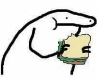 😐 stick figure, sandwich, eating, cartoon whatsapp sticker