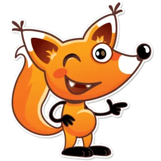 😉 renard, animal, dessin animé, mignon, clin d'oeil, pointer, autocollant telegram sticker