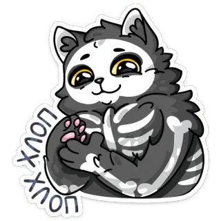 👏 хлоп хлоп gato, esqueleto, animal, halloween, dibujos animados, lindo whatsapp sticker