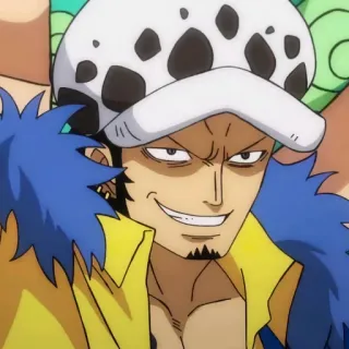 🩺 Trafalgar Law One Piece Trafalgar Law, One Piece, Anime Charakter, Hut, Grinsen telegram sticker
