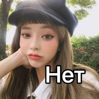 👎 Нет mujer, chica, bonita, sombrero, ruso telegram sticker