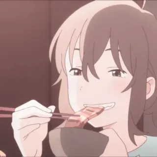 🌷 Anime, Manger, Nourriture, Baguettes, Fille, Animation telegram sticker