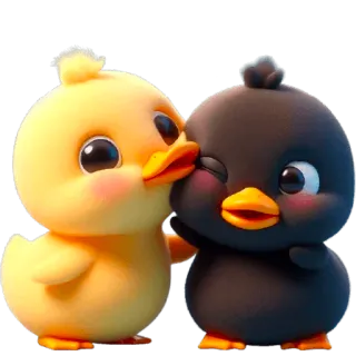 😘 patos, lindo, amarillo, negro, dibujos animados, animales telegram sticker