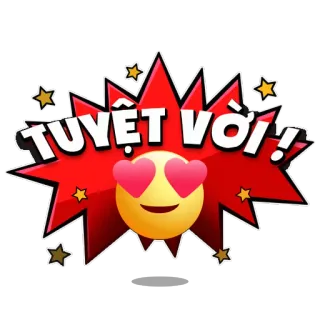 😍 TUYỆT VỜI! Emoji, Cuori, Stella, Espressione, Vietnamita telegram sticker