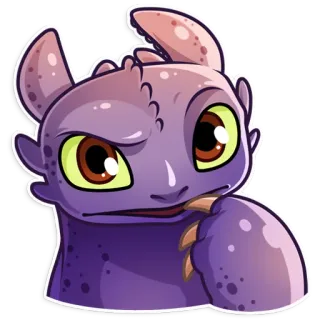 🤨 Toothless How to Train Your Dragon rồng, dễ thương, hoạt hình, động vật, màu tím telegram sticker