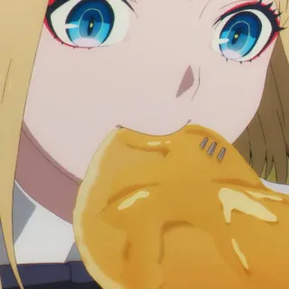 🥀 Anime, Ragazza, Mangiare, Cibo, Capelli Biondi, Carina telegram sticker