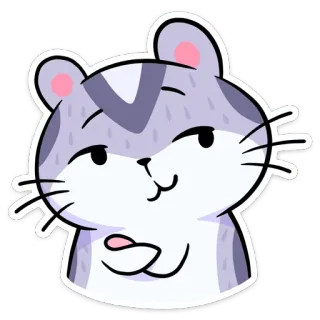 😏 햄스터, 귀여운, 동물, 만화, 회색, 흰색 telegram sticker