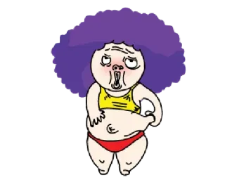 🏴 卡通, 人物, 紫发, 比基尼, 搞笑, 插图 telegram sticker