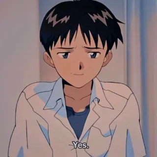 ☺️ Shinji Ikari Neon Genesis Evangelion Yes. アニメ, 碇シンジ, はい, エヴァンゲリオン telegram sticker