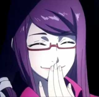 🦋 Rize Kamishiro Tokyo Ghoul anime, tokyo ghoul, rize kamishiro, character, smile, girl, purple hair telegram sticker