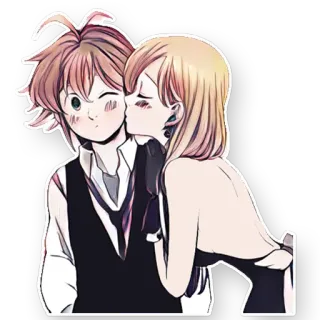 😘 Meliodas Seven Deadly Sins アニメ, カップル, キス, エリザベス, 漫画 telegram sticker