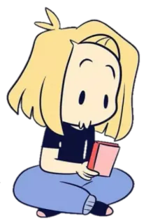 😶 cartoon, blonde hair, sitting, anime, character telegram sticker