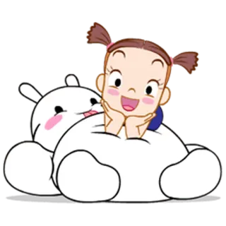 😃 Cartoon, Mädchen, Süß, Fröhlich, Tier, Eisbär telegram sticker