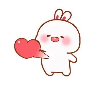 ❤️ lapin, coeur, amour, mignon, kawaii, animal, dessin animé telegram sticker