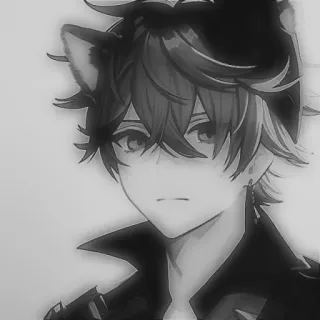 🖤 anime, cat ears, portrait, art, cartoon whatsapp sticker