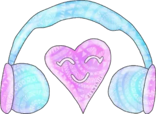 🎧 drawshiit fones de ouvido, coração, música, fofo whatsapp sticker