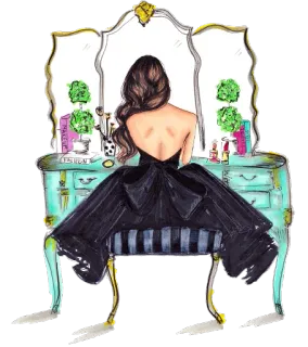💃 femme, robe, maquillage, vanité, mode, illustration, beauté telegram sticker