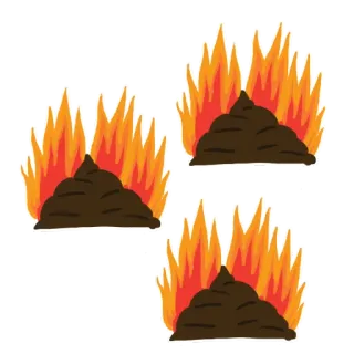 🙅‍♀️ fuego, caca, dibujos animados, pegatina, llamas, quemando telegram sticker