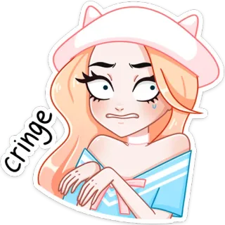 😱 cringe кринж, девушка, грустный, мультфильм, эмоция, стикер telegram sticker