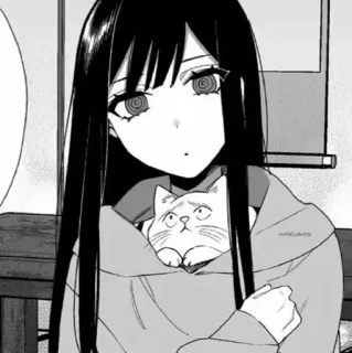 ▪️ Anime-Mädchen, Katze, Manga, Niedlich, Mädchen, Schwarze Haare, Anime telegram sticker
