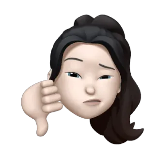🎡 Polegar para baixo, Não gosto, Memoji, Emoji, Mulher, Negativo telegram sticker