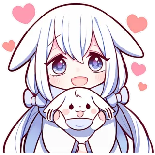 Белая зайка @Nyasticks whatsapp stickers