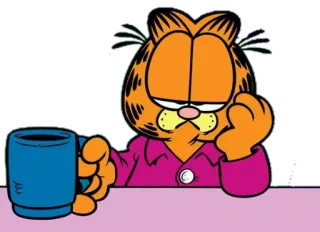 ☕ Garfield Garfield, desenho animado, gato, café, preguiçoso, laranja telegram sticker