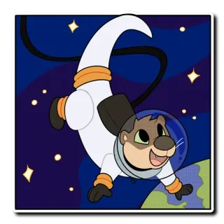 🌕 otter, space, astronaut, cartoon, animal, outer space telegram sticker