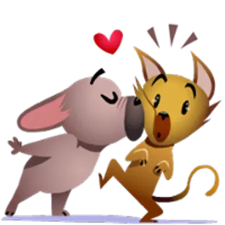 😘 desenho animado, animais, amor, beijo, amizade, coração telegram sticker