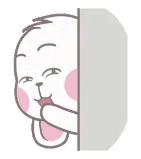 😂 kelinci, kartun, lucu, binatang, mengintip, putih, karakter whatsapp sticker