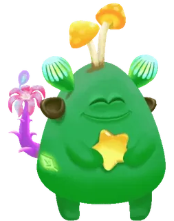 🌟 mostro, verde, stella, pianta, creatura, fungo, cartone animato telegram sticker