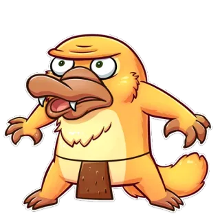 👀 cartoon, platypus, monster, animal, funny, character, orange, illustration telegram sticker