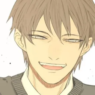 😆 Anime, Mann, Grinsen, Porträt, Cartoon telegram sticker