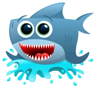 😄 鲨鱼, 卡通, 动物, 海洋, 水, 鱼, 海洋 telegram sticker