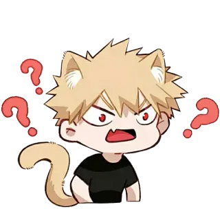 ❓ Bakugo Katsuki My Hero Academia Anime, Kat, Verward, Vraag, My Hero Academia telegram sticker
