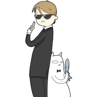 😎 Desenho animado, Personagem, Óculos de sol, Terno, Gato, Peixe, Formal, Adesivo whatsapp sticker