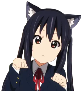 😸 Azusa Nakano K-On! Anime, Oreilles de chat, Kawaii, Dessin animé, Personnage whatsapp sticker