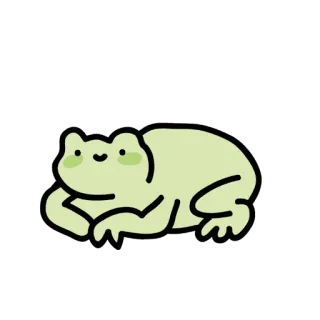 😌 ếch, dễ thương, động vật, xanh lá, nhãn dán, hoạt hình telegram sticker