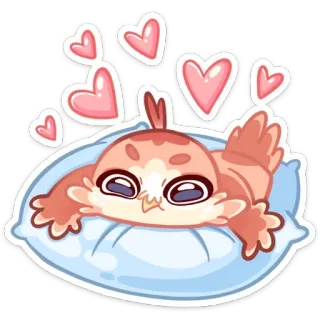 😍 bird, cute, hearts, love, pillow, cartoon, sticker telegram sticker